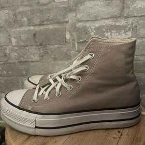 Converse High Top Sneakers Tan Platform